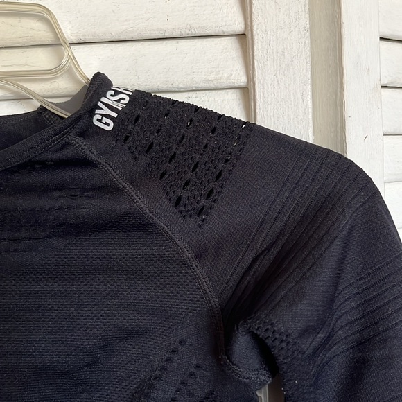 Gymshark Flawless Knit Long Sleeve Crop Top Black Sz S - Picture 3 of 11